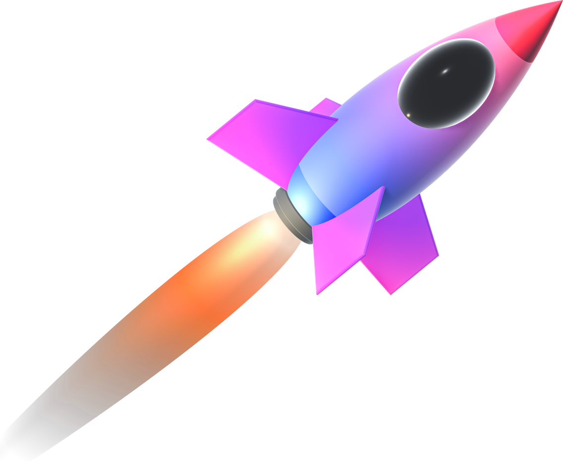 Cartoon rocket spaceship launching